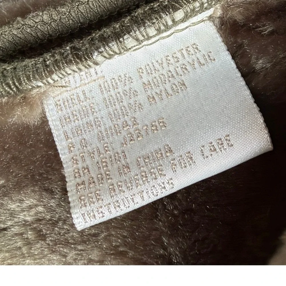 Jones New York Faux Shearling Coat Women XL Greenish Gray Suede Look Winter Coat